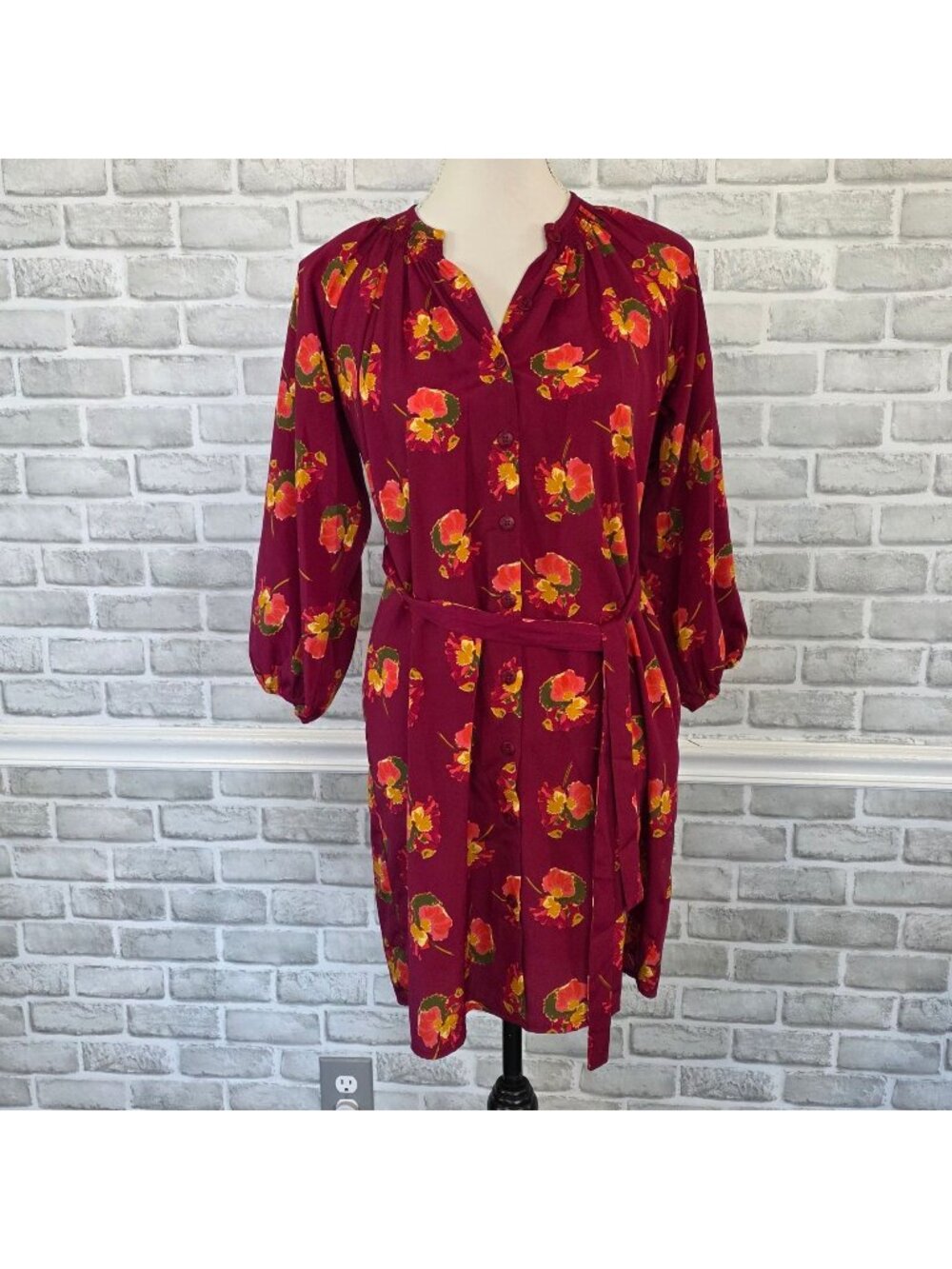 Tucker for Target Poppy Floral Button Front Belted Mini Shirt Dress Twee Indie S